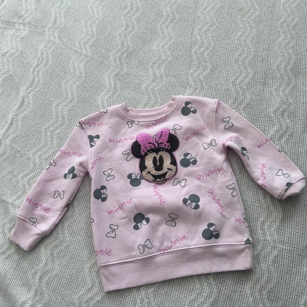 Disney Minnie Mouse Pink Plush Face Kids Sweatshirt Size 3T